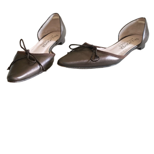 Paul Mayer Brown Metallic Leather Pointed Toe Flats – Size 8 – Made in Spain